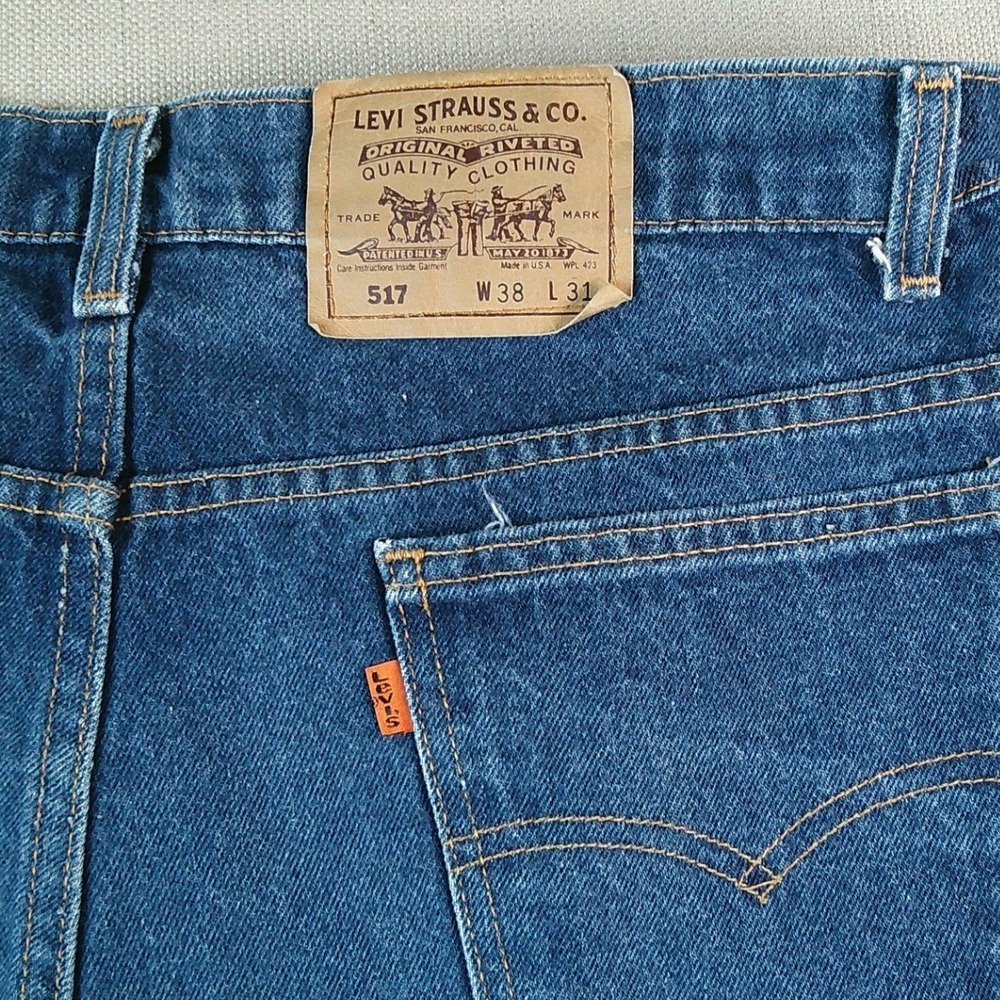 Levi's 517 Bootcut Jeans Mens 38x31 Blue Vintage Orange Tab Made in USA 1992